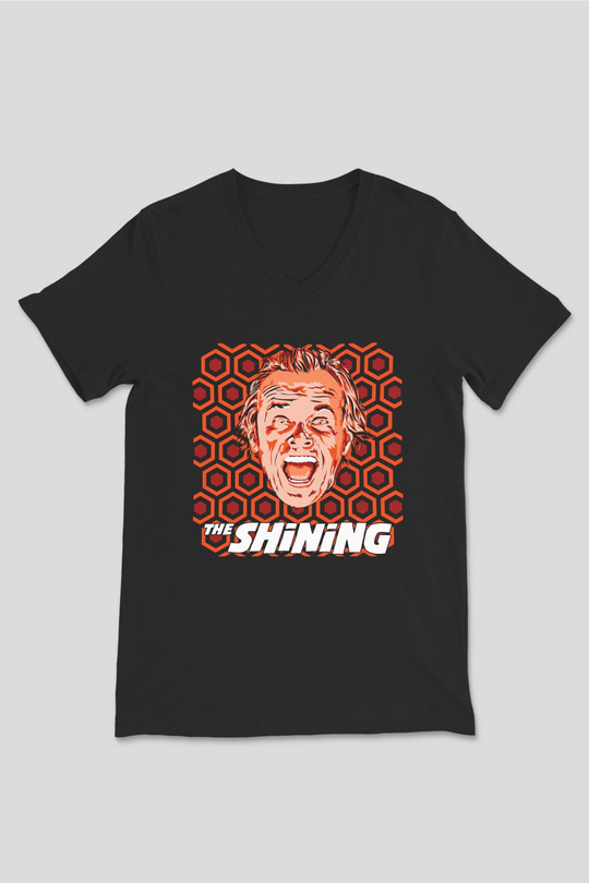 Shining Siyah Unisex V Yaka Tişört