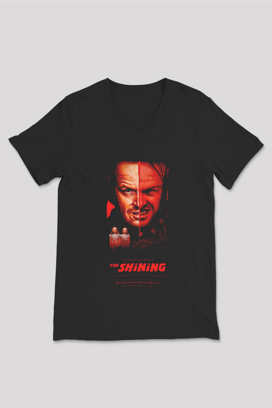 Shining Siyah Unisex  V Yaka Tişört