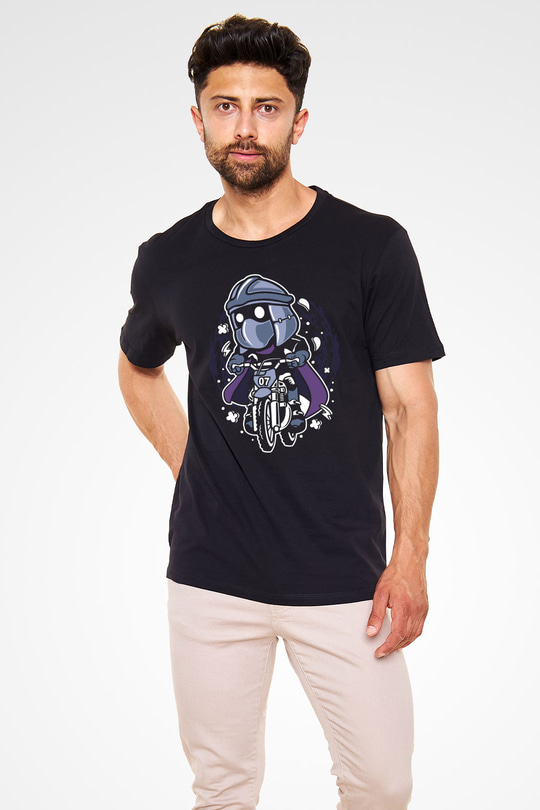 Shredder Biker Baskılı Siyah Unisex Tshirt