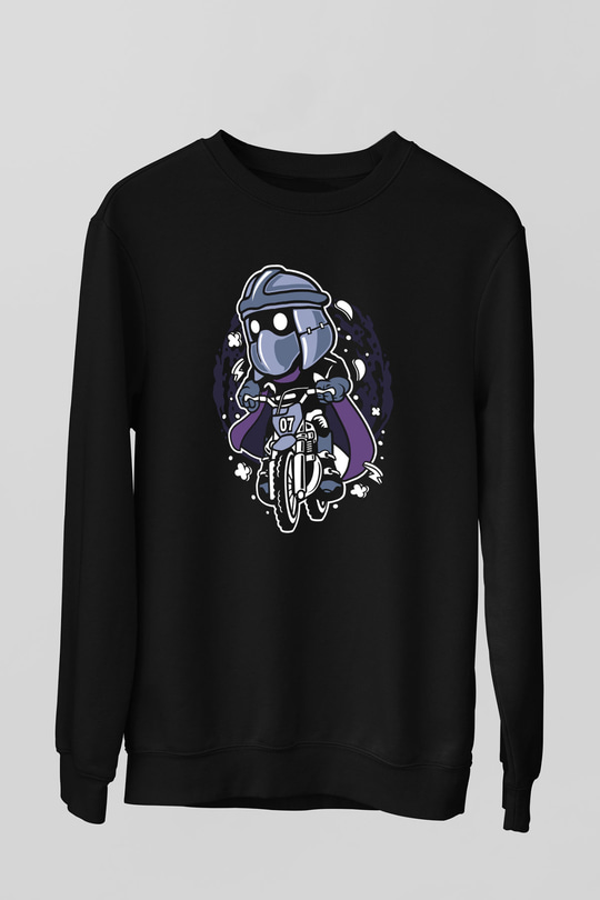Shredder Biker Baskılı Siyah Unisex Tshirt