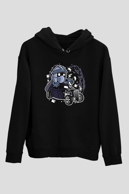 Shredder Hotrod Baskılı Siyah Unisex Hoodie