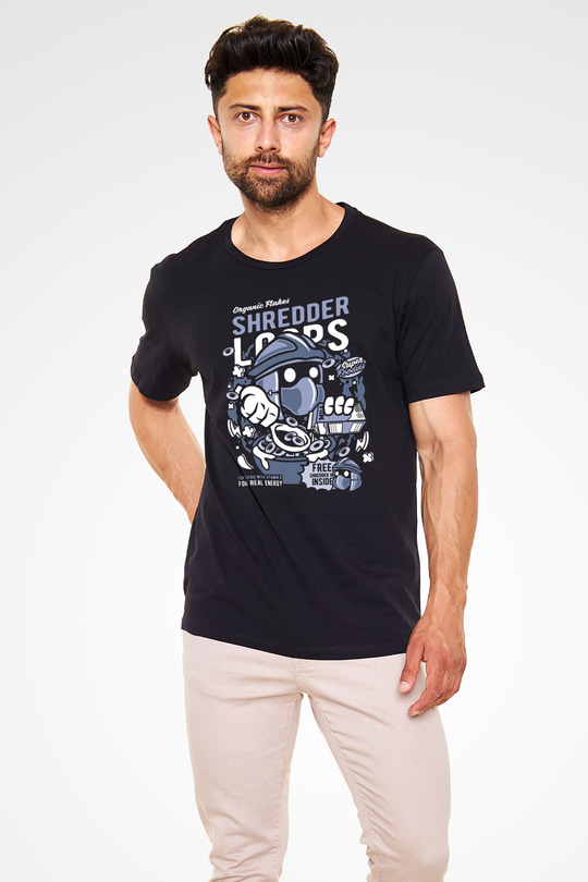 Shredder Loops Baskılı Siyah Unisex Tshirt