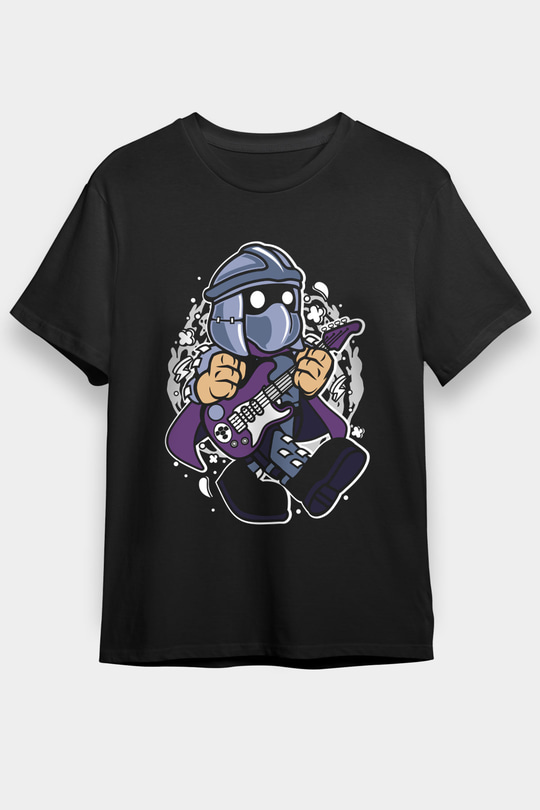 Shredder Rocker Baskılı Siyah Unisex Tshirt