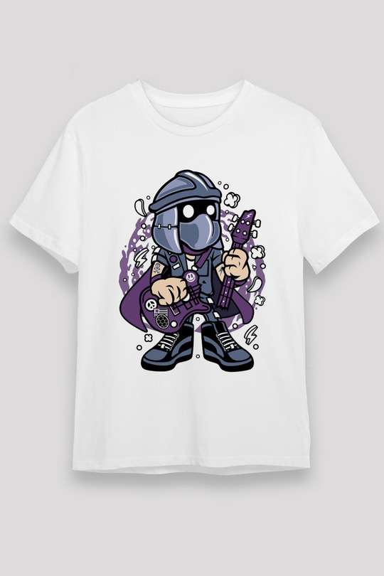 Shredder Rockstar Baskılı Beyaz Unisex Tshirt