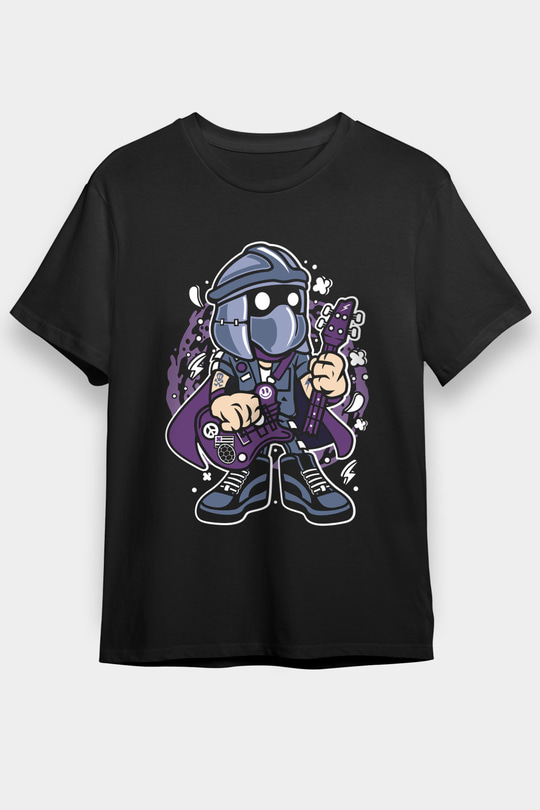 Shredder Rockstar Baskılı Siyah Unisex Tshirt