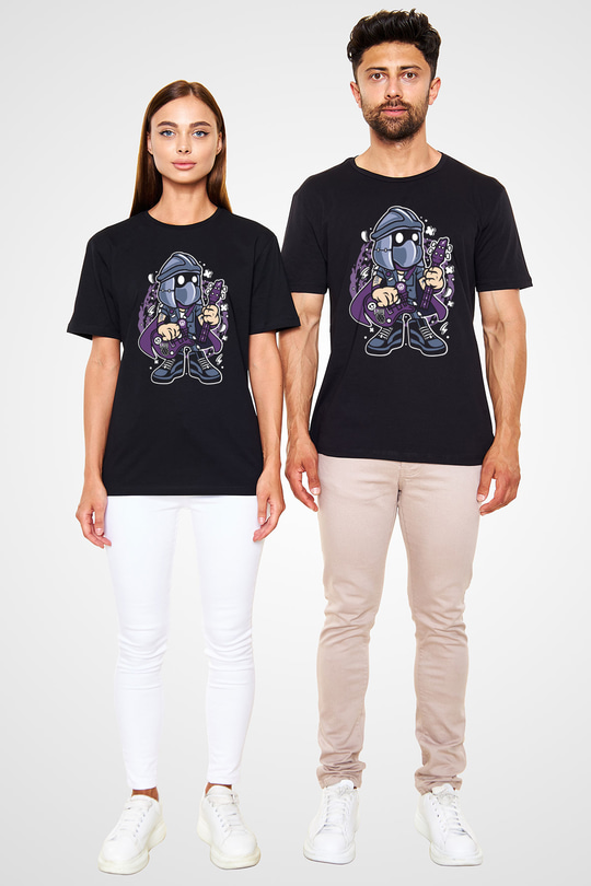 Shredder Rockstar Baskılı Siyah Unisex Tshirt