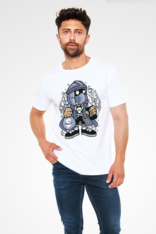 Shredder Street Bastard Baskılı Beyaz Unisex Tshirt