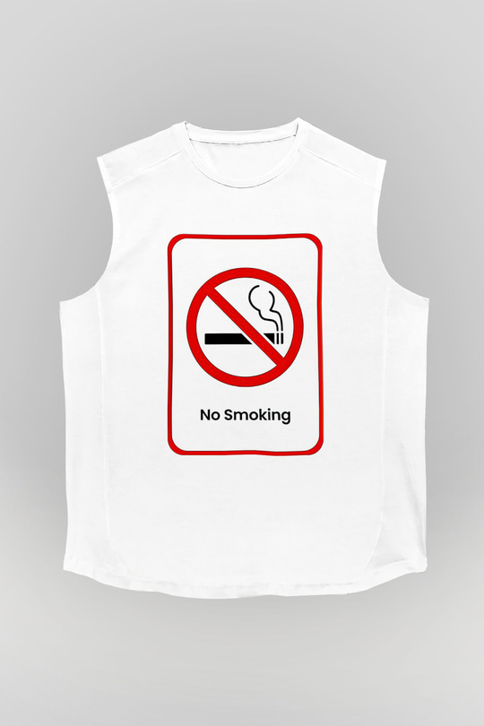 Sigarayı Bırakma Günü Baskılı Beyaz Unisex Kolsuz Tişört - Tshirt