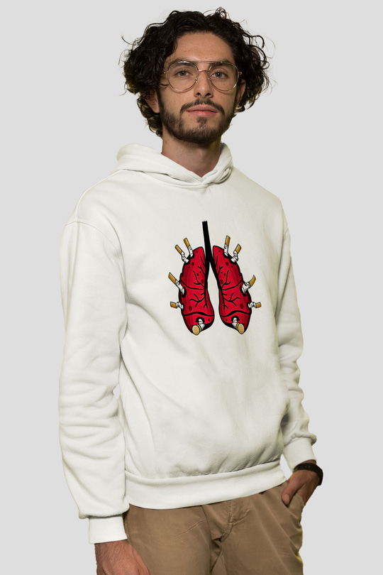 Sigarayı Bırakma Günü Baskılı Beyaz Unisex Kapüşonlu Sweatshirt