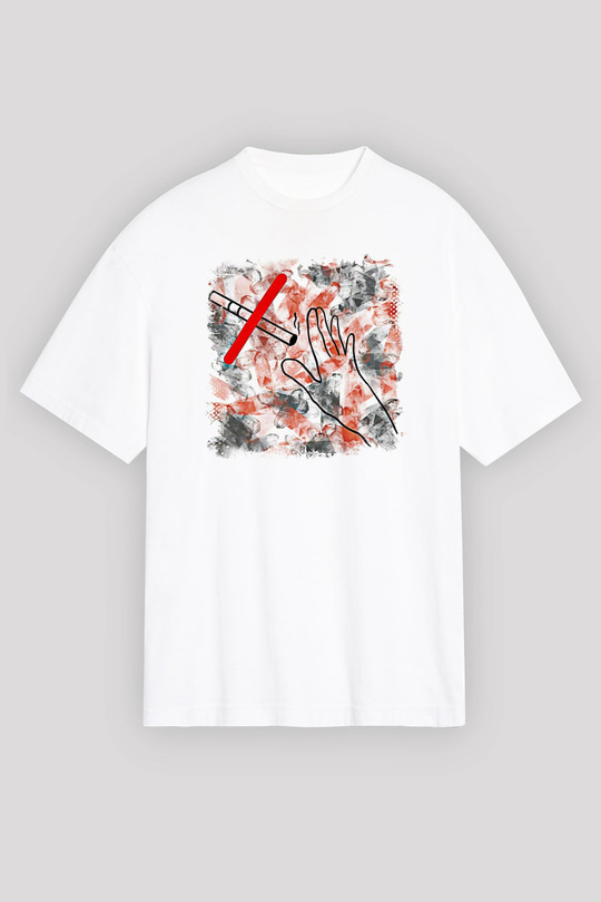 Sigarayı Bırakma Günü Baskılı Beyaz Unisex Oversize Tişört - Tshirt