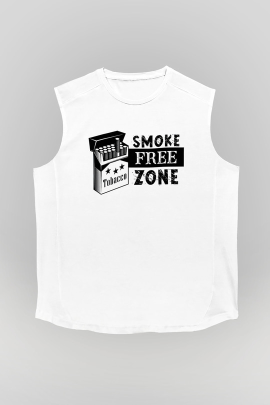 Sigarayı Bırakma Günü Baskılı Beyaz Unisex Kolsuz Tişört - Tshirt