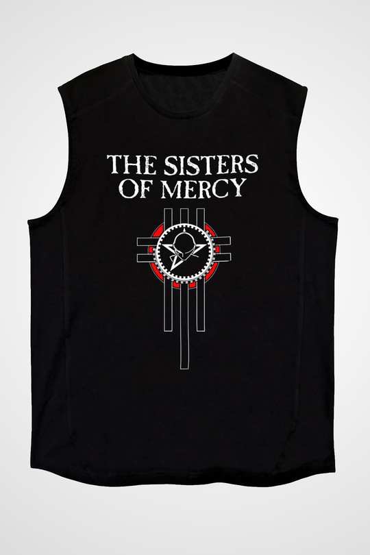 Sisters Of Mercy Baskılı Unisex Siyah Kolsuz Tişört - Tshirt