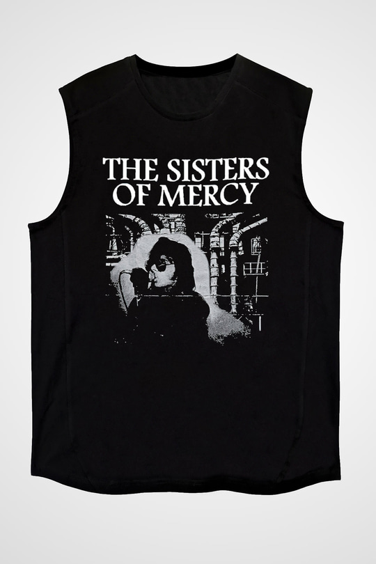 Sisters Of Mercy Baskılı Unisex Siyah Kolsuz Tişört - Tshirt