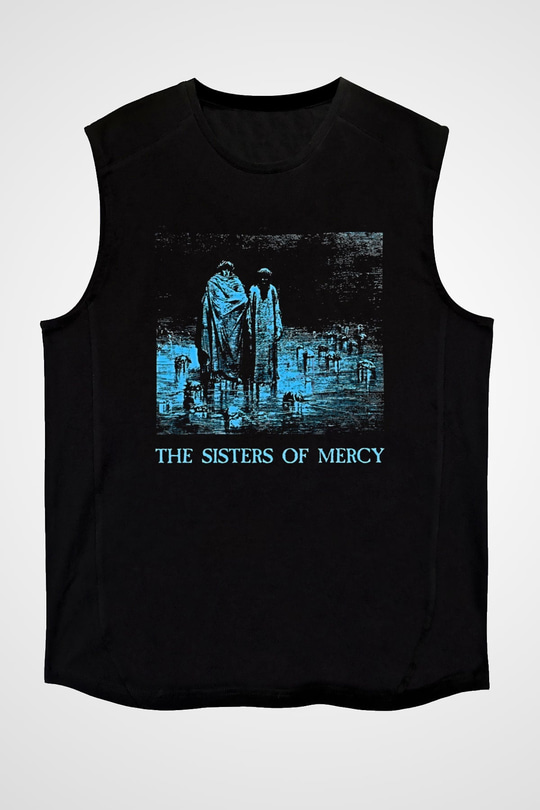 Sisters Of Mercy Baskılı Unisex Siyah Kolsuz Tişört - Tshirt