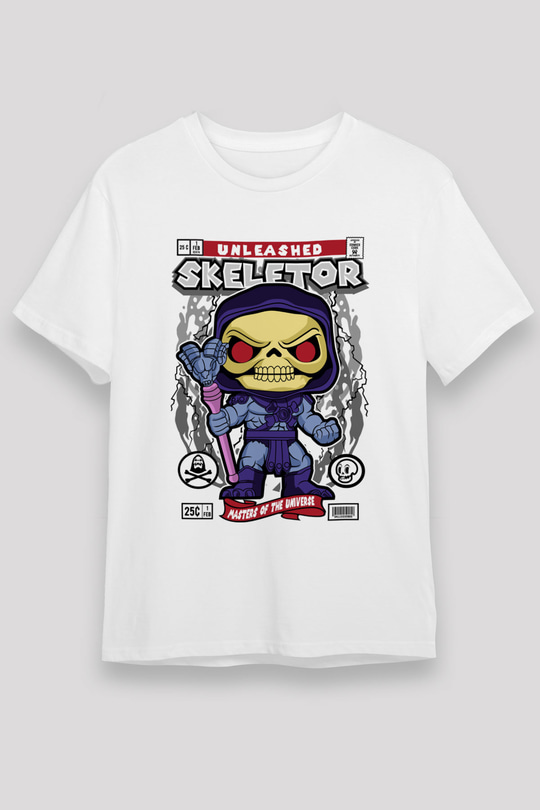 Skeletor Baskılı Unisex Beyaz Tişört