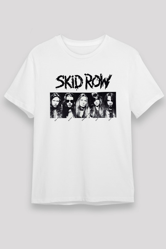Skid Row Baskılı Unisex Beyaz Tişört - Tshirt