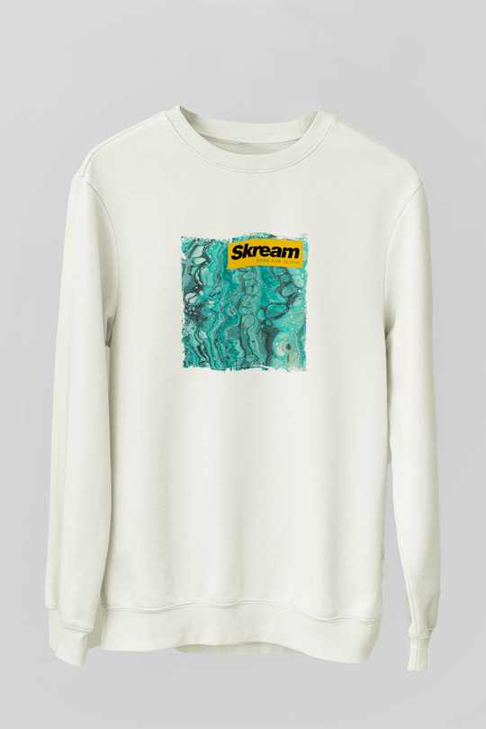 SkreamBaskılı Beyaz Sweatshirt