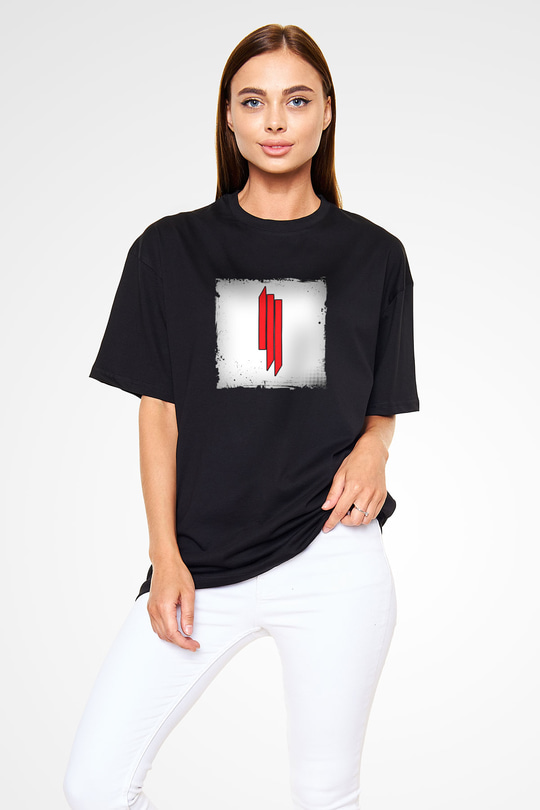 Skrillex Baskılı Unisex Oversize Siyah Tişört