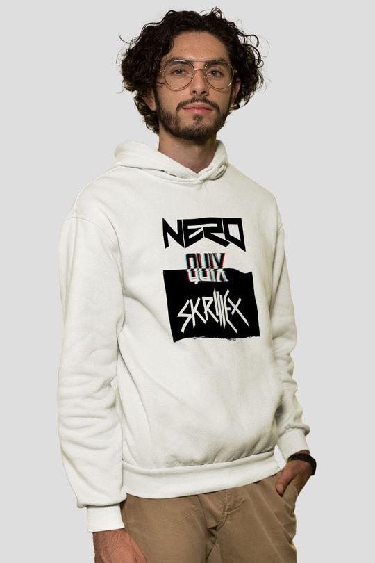 Skrillex Beyaz Unisex Kapüşonlu Sweatshirt