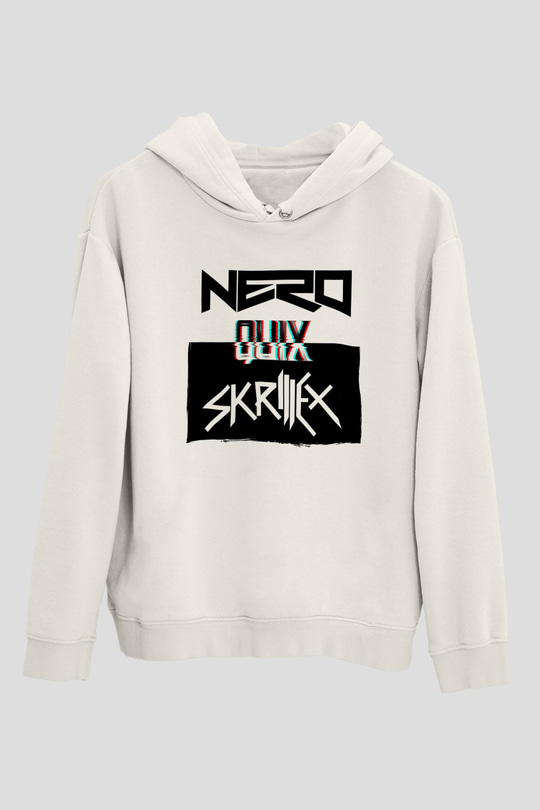 Skrillex Beyaz Unisex Kapüşonlu Sweatshirt