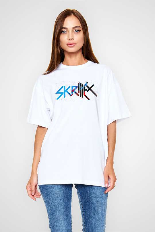 Skrillex Beyaz Oversize Tişört Oversize T-shirt - TişörtFabrikası