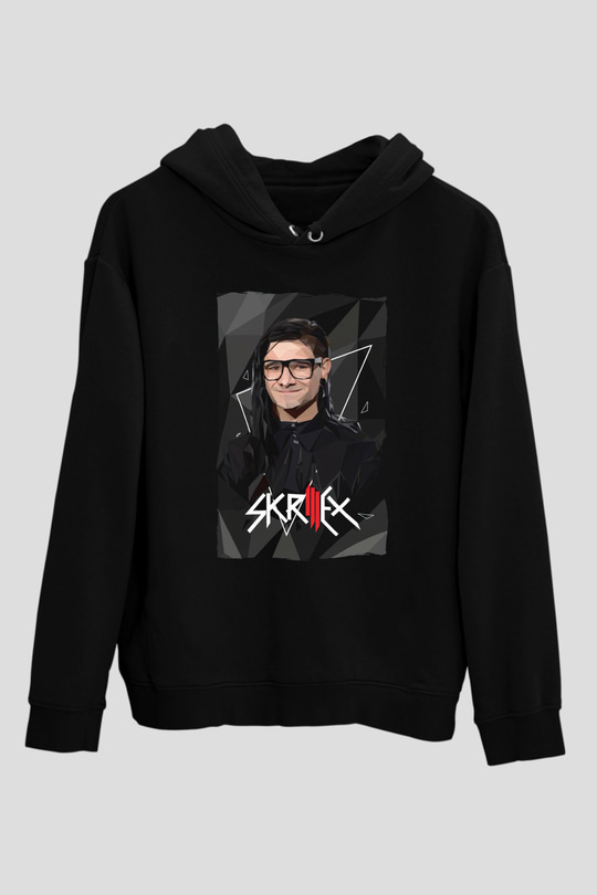 Skrillex Siyah Unisex Kapüşonlu Sweatshirt