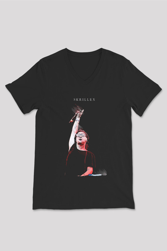 Skrillex Siyah Unisex V Yaka Tişört