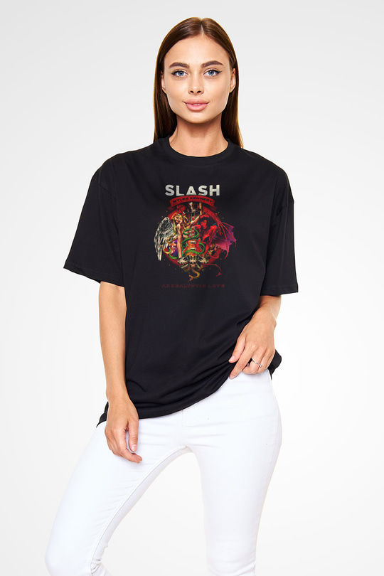 Slash Siyah Unisex Oversize Tişört T-Shirt
