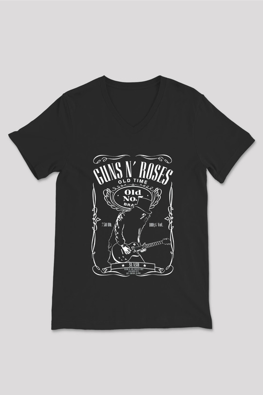Slash Siyah Unisex V Yaka Tişört T-Shirt