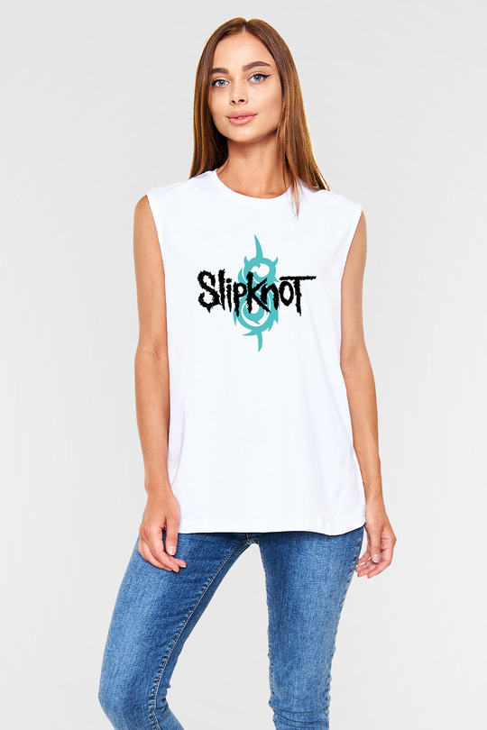 Slipknot Beyaz Unisex Kolsuz Tişört