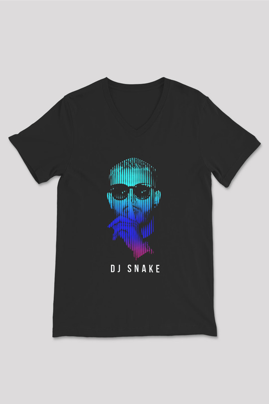 Snake Siyah Unisex V Yaka Tişört