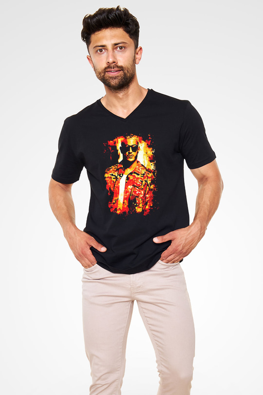 Snake Siyah Unisex V Yaka Tişört