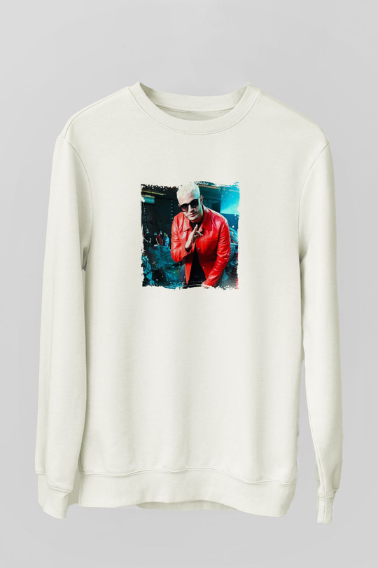SnakeBaskılı Beyaz Sweatshirt