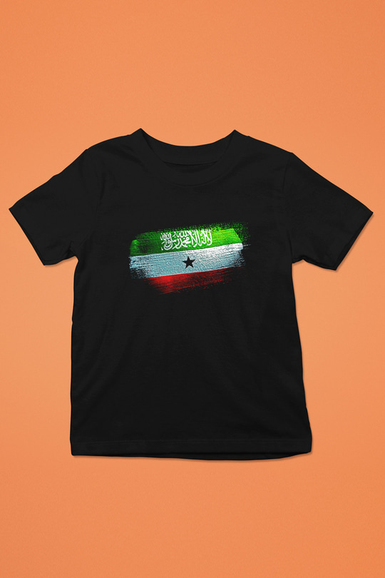 Somaliland Bayrağı Baskılı Unisex Siyah Çocuk Tişörtü