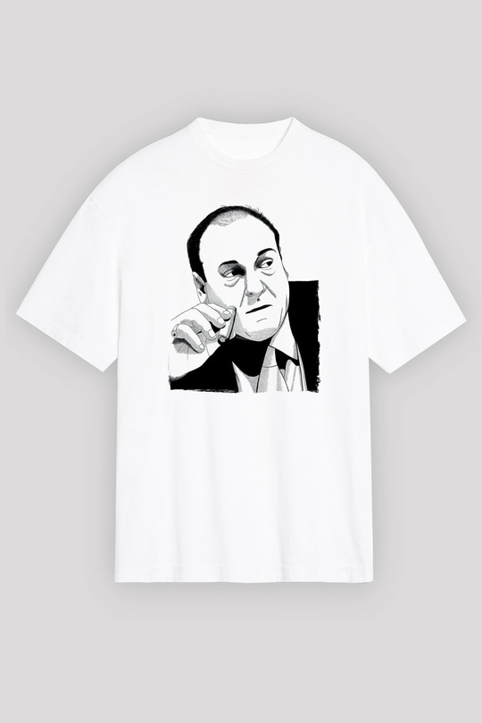 Sopranos Baskılı Beyaz Unisex Oversize Tişört - Tshirt