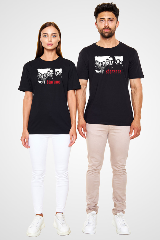 Sopranos Baskılı Unisex Siyah Tişört - Tshirt