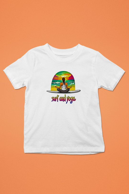 Sörf Baskılı Unisex Beyaz Çocuk Tişört - Tshirt
