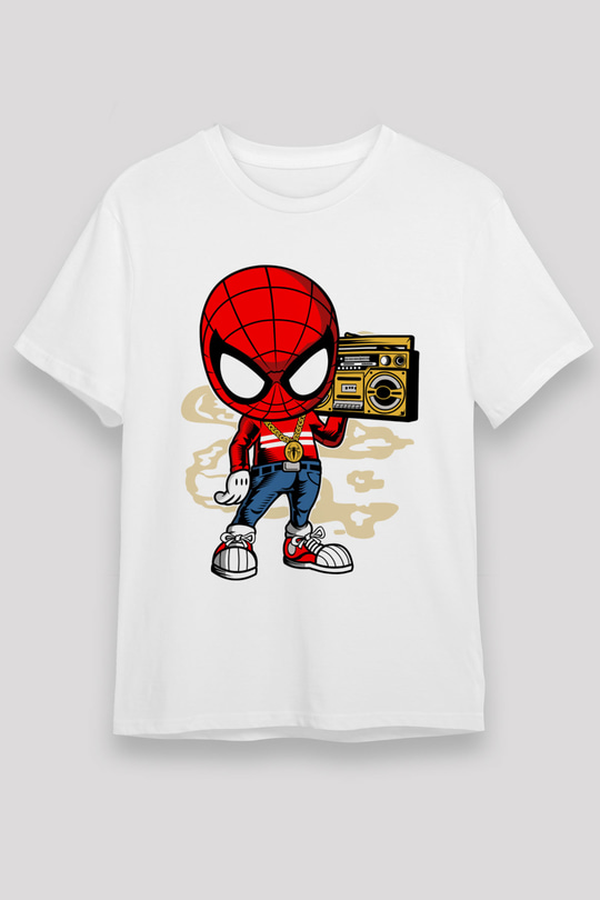 Spider Boombox Baskılı Beyaz Unisex Tshirt