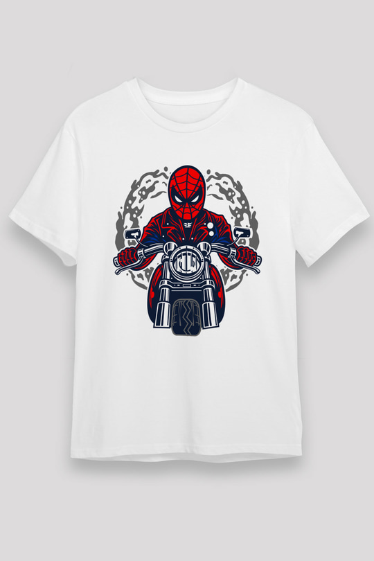 Spider Rider Baskılı Beyaz Unisex Tshirt