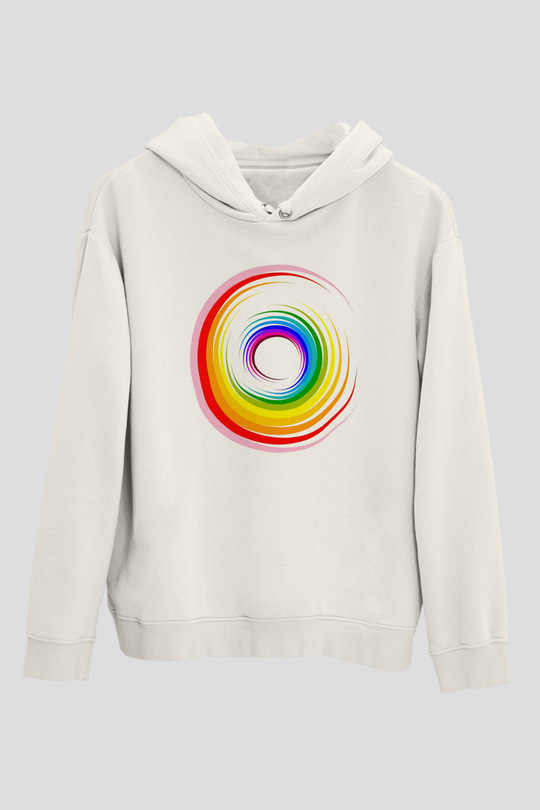 Spiral Beyaz Unisex Hoodie
