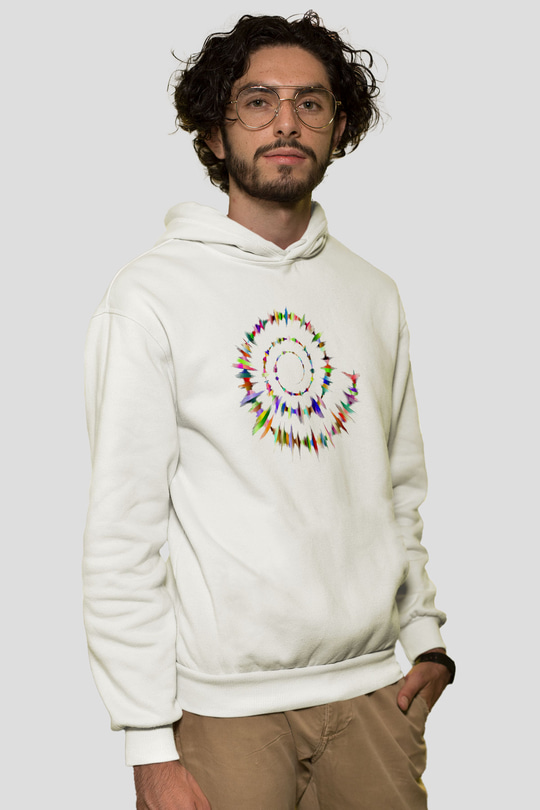 Spiral Beyaz Unisex Hoodie