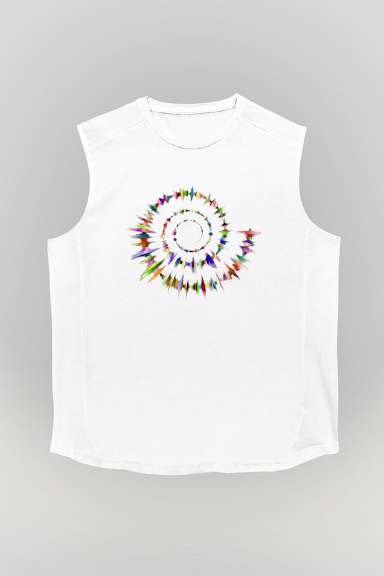 Spiral Beyaz Unisex Kolsuz Tişört