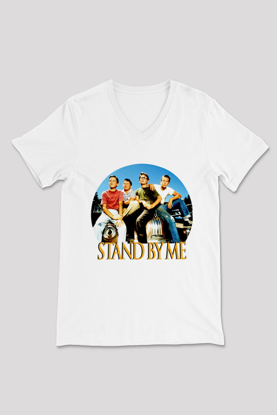Stand by Me Beyaz Unisex  V Yaka Tişört