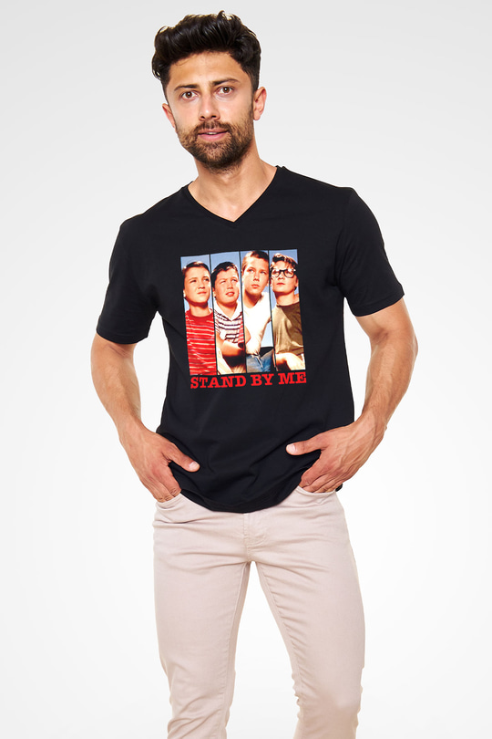 Stand by Me Siyah Unisex  V Yaka Tişört