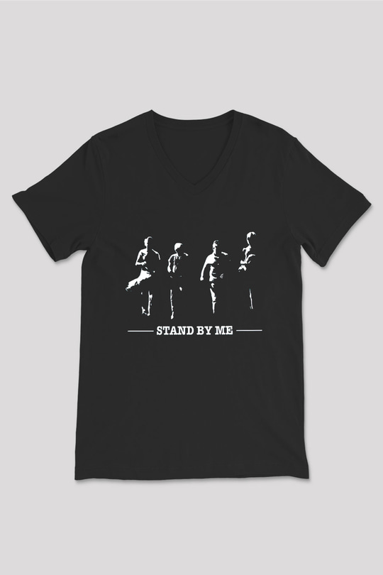 Stand by Me Siyah Unisex  V Yaka Tişört
