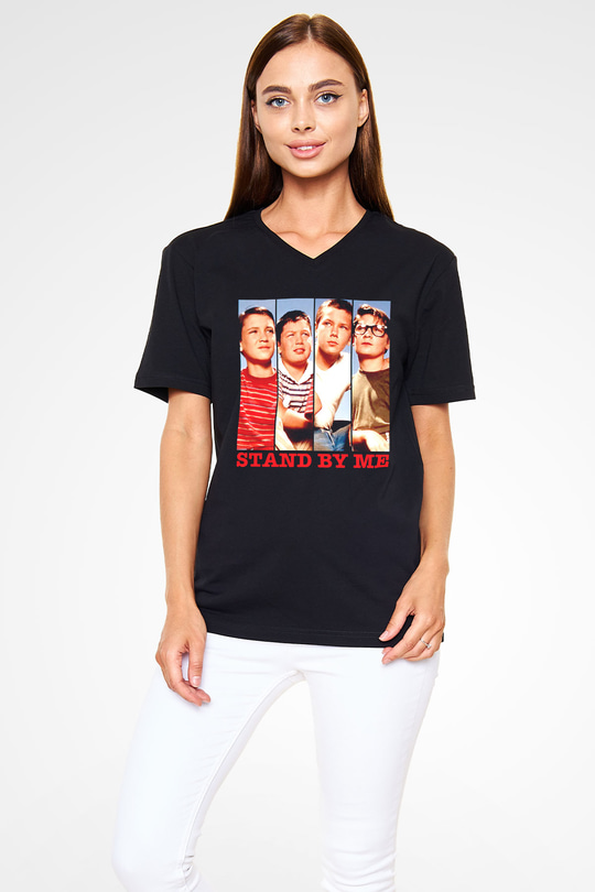 Stand by Me Siyah Unisex  V Yaka Tişört