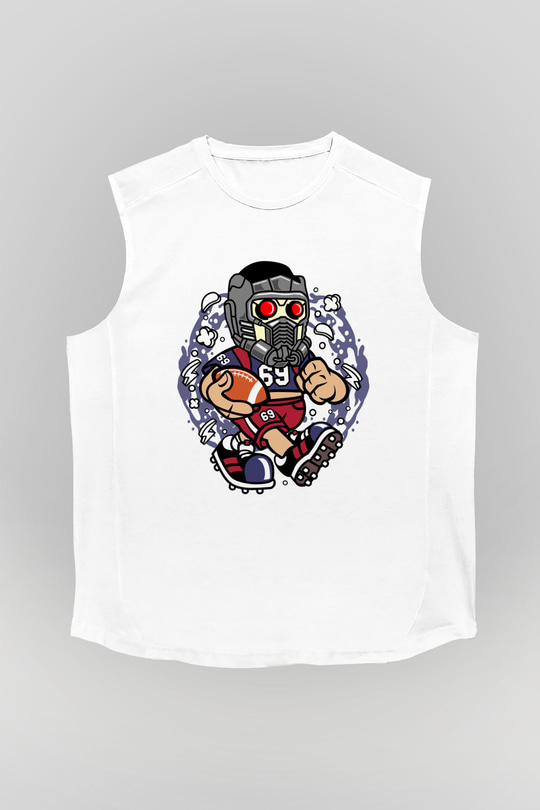 Star Lord Football Baskılı Beyaz Unisex Kolsuz Tişört