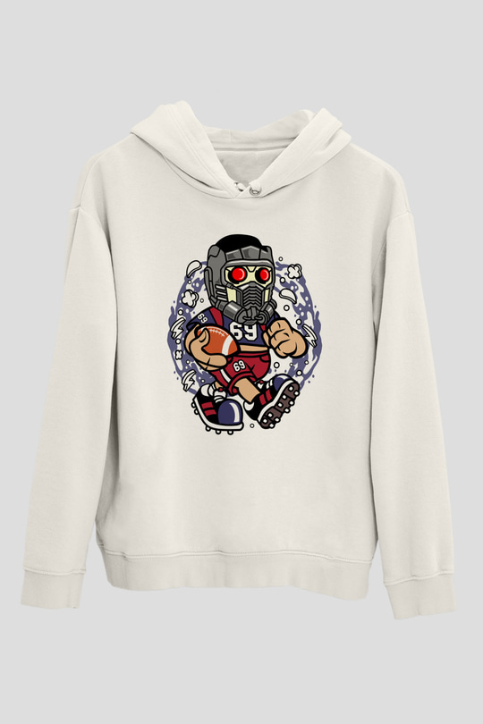 Star Lord Football Baskılı Beyaz Unisex Hoodie