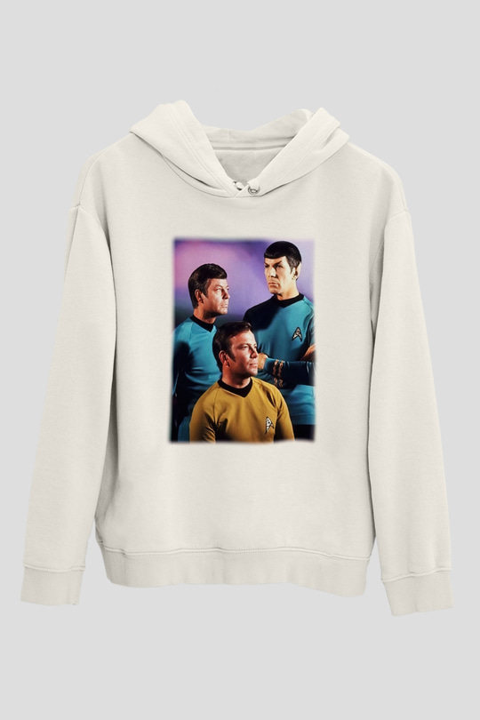 Star Trek Beyaz Unisex Kapşonlu Sweatshirt