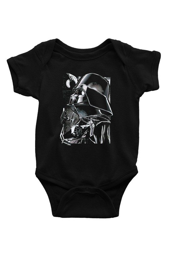 Star Wars Baskılı Siyah Bebek Body - Zıbın